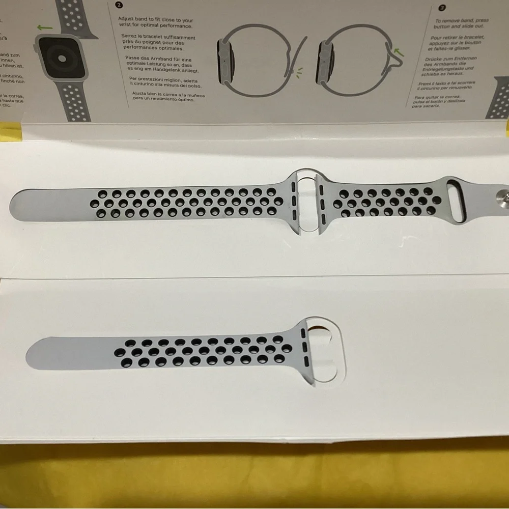 Apple Sport Band slightly used. Light grey and black S/M M/L bands.